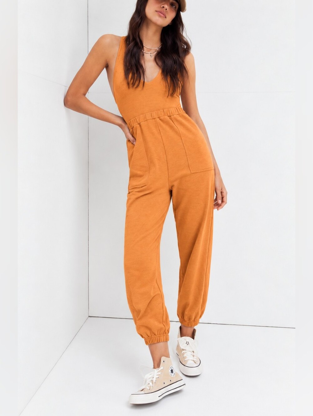 Free People Kyle One Piece Jumpsuit FB Beach Medium Orange